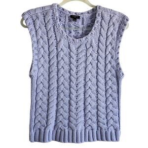 Talbots Petite Light Blue Cable Knit Sweater Vest Size Small